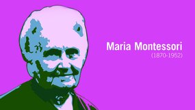 Visuel graphique, portrait de Maria Montessori | Crédits : Pierre Klinger, Simon Schoeffler 