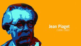 Visuel graphique, portrait de Jean Piaget | Crédits : Pierre Klinger, Simon Schoeffler 