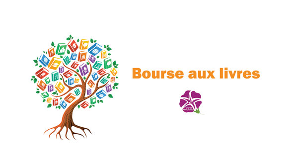 Visuel bourse aux livres Volubilis (arbre couvert de livres)